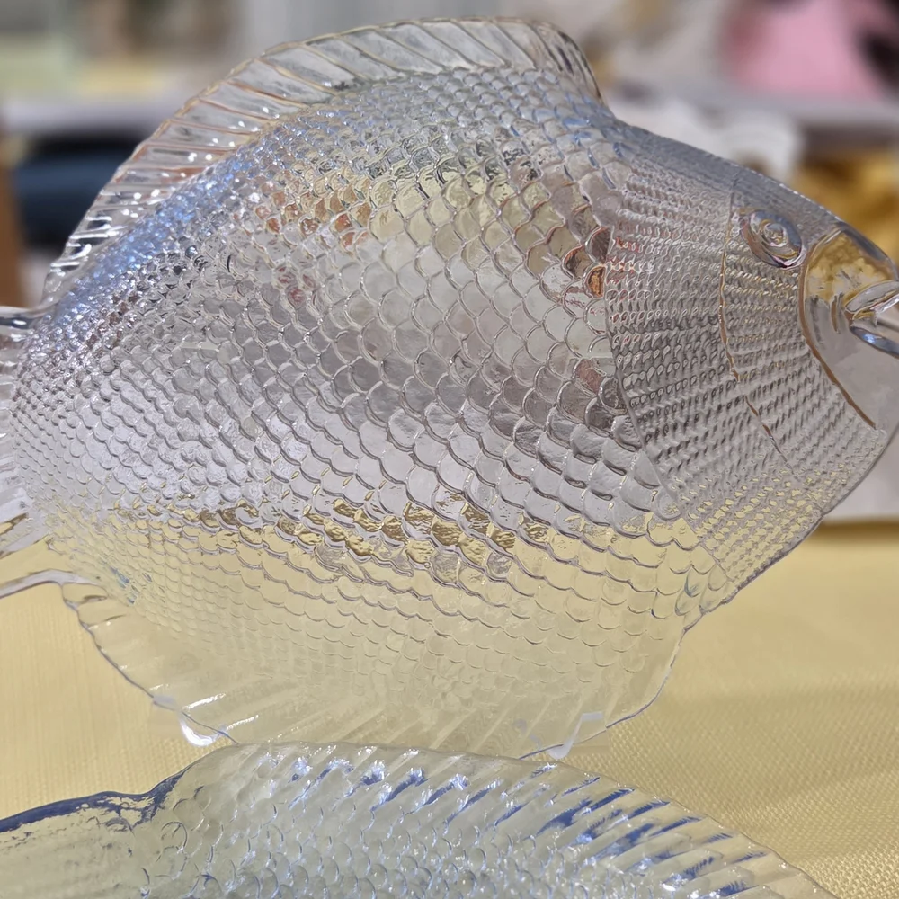 Transparent Fish-Shaped Glass Plate